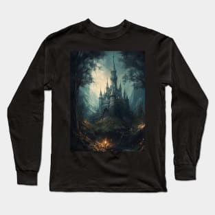 Gothic Futurism Castle in the Old Ancient Forest Long Sleeve T-Shirt